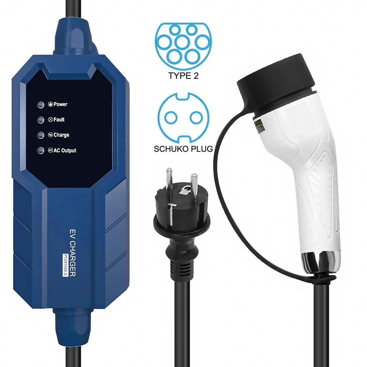 

Free shipping to Italy Type 2 EV Charger Schuko Plug EVSE Charging Station 16A AC Charging Cable