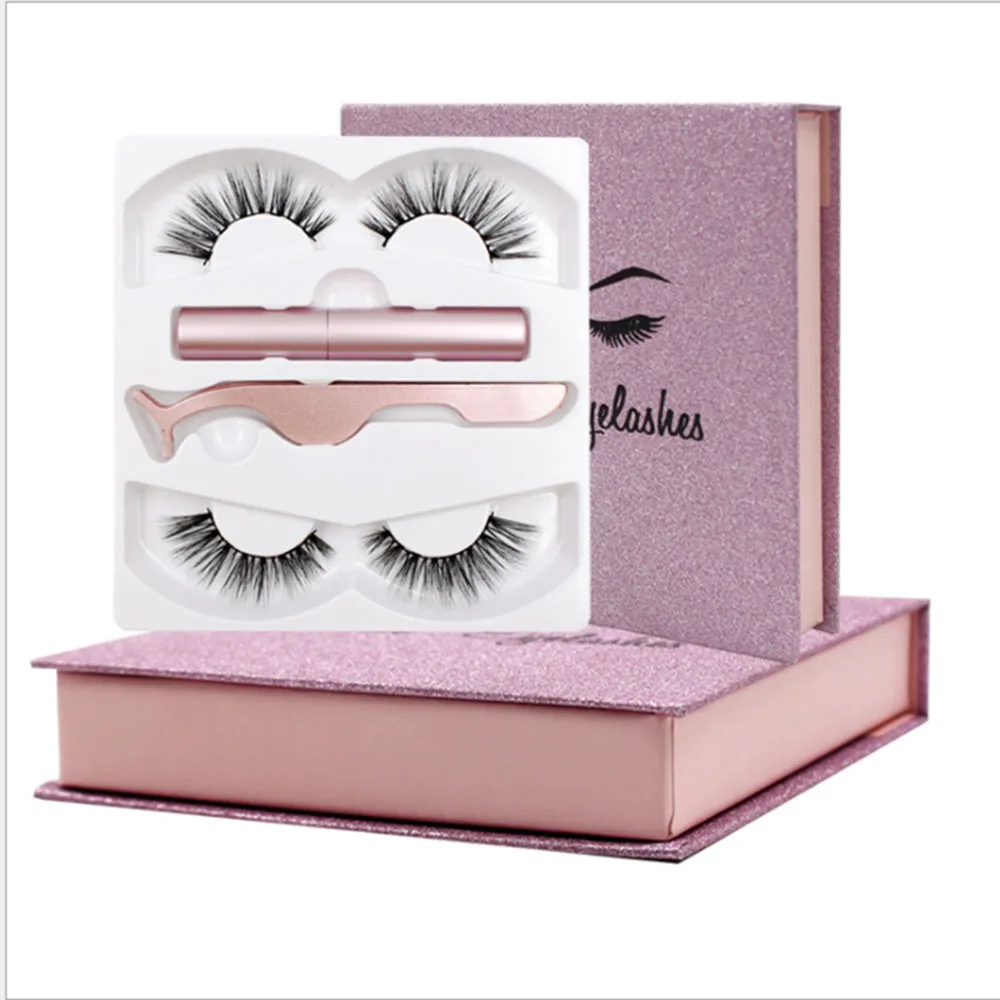 

5 pieces magnets false eyelashes with liquid magnetic eyeliner and tweezers private label magnetic eyelashes set