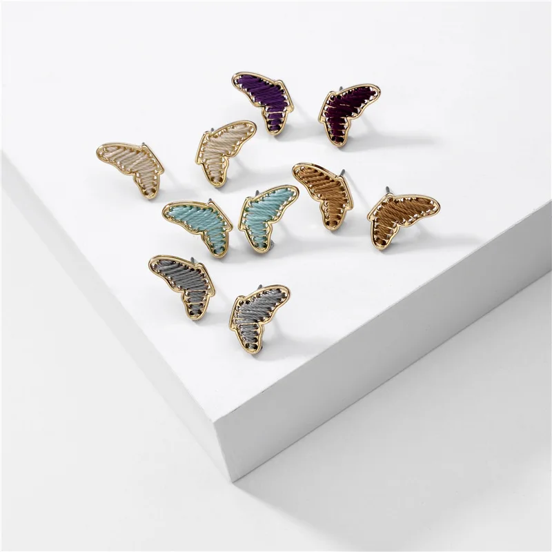 

2020 New Design Retro Butterfly Stud Earrings Colorful Butterfly Wing Earring For Girls
