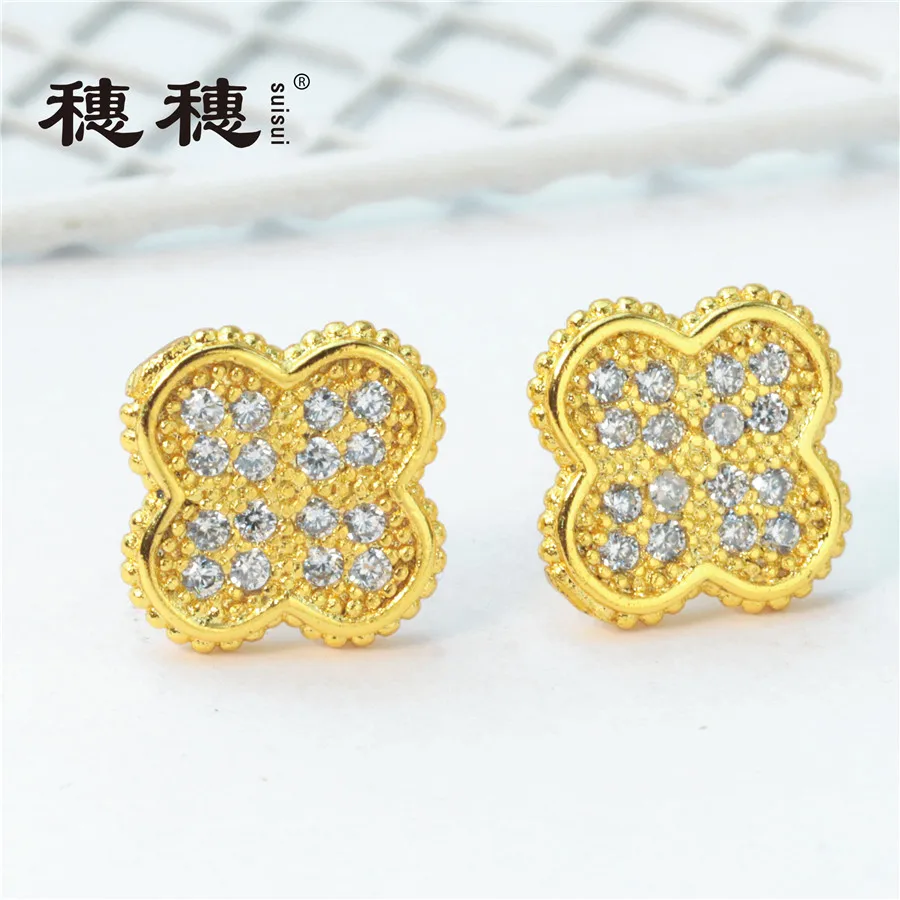 

Fashion women jewelry Earrings zirconia needle earring Dainty gold plated