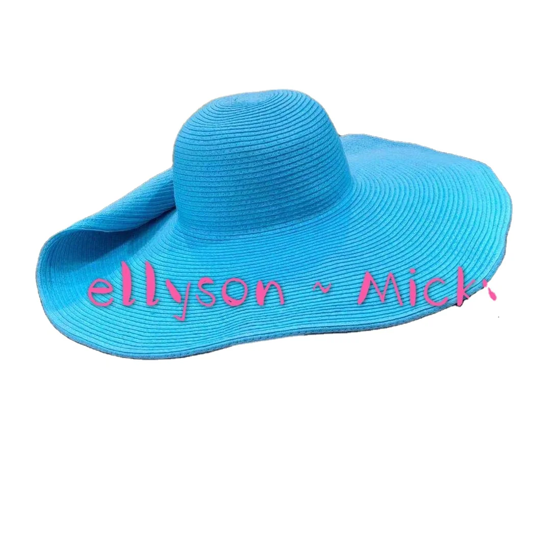 

Women's summer straw hats, sun protection and holiday folding, Black.bule.oarge.purple.red