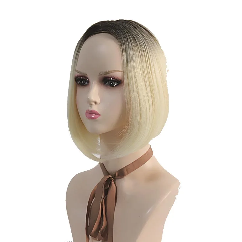 

European and American cross-border women's wigs in short bob gradient light gold European and American wigs
