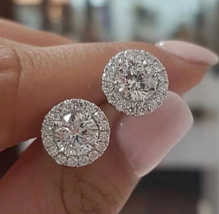 

Wholesale bling rose gold zircon diamond stud earring for women 2020