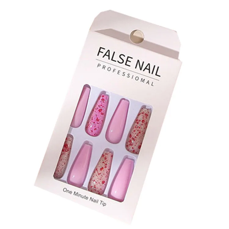 

Hot Sale 24 Pcs/box Long Colorful Matte Ballerina Nail Tips T-shaped Long Gradient Detachable False Nails Art press on nails, Picture