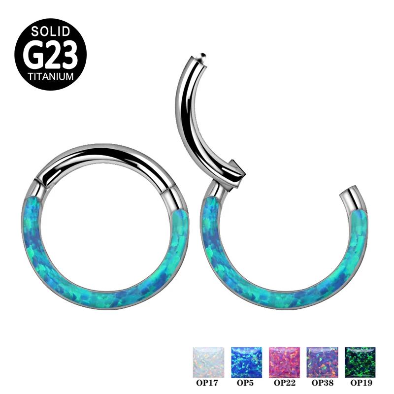 

ASTM F136 Titanium Body Ring Pave Strip Opal Hinged Septum Ring Nose Nail Lip Ring Piercing Body Jewelry For Women