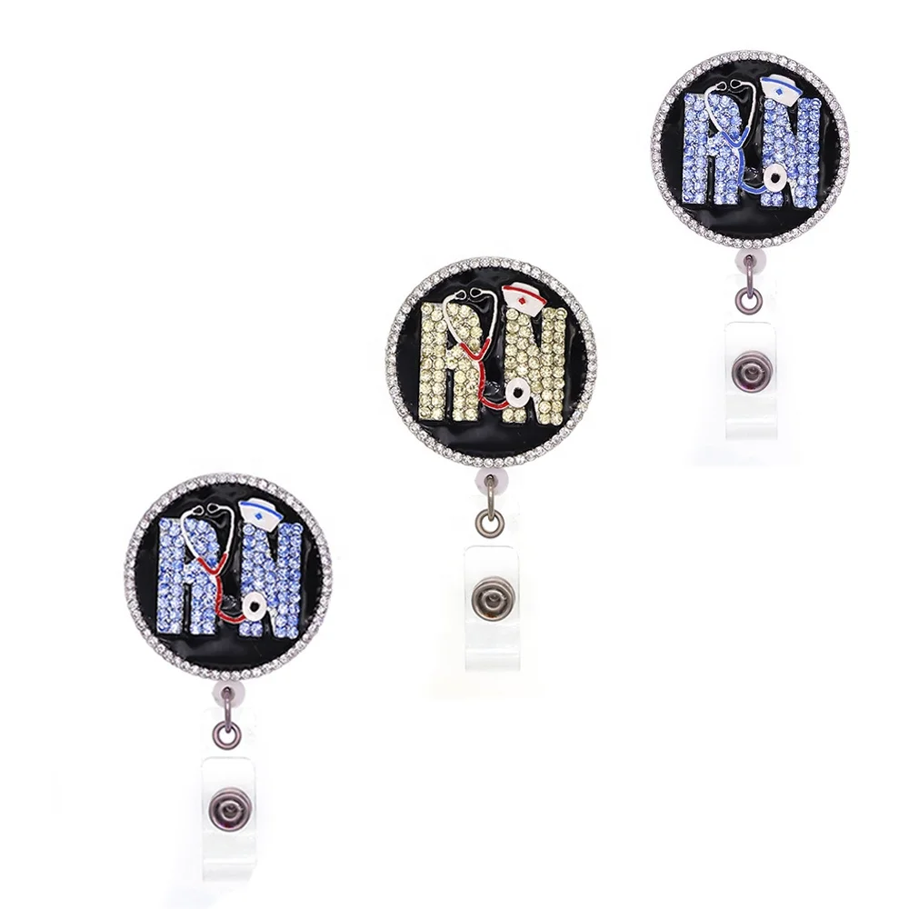 

lailina Nurse Gift Accessories Medical doctor RN PA hat Stethoscope retractable rhinestone nurse badge reel, 3 coloes