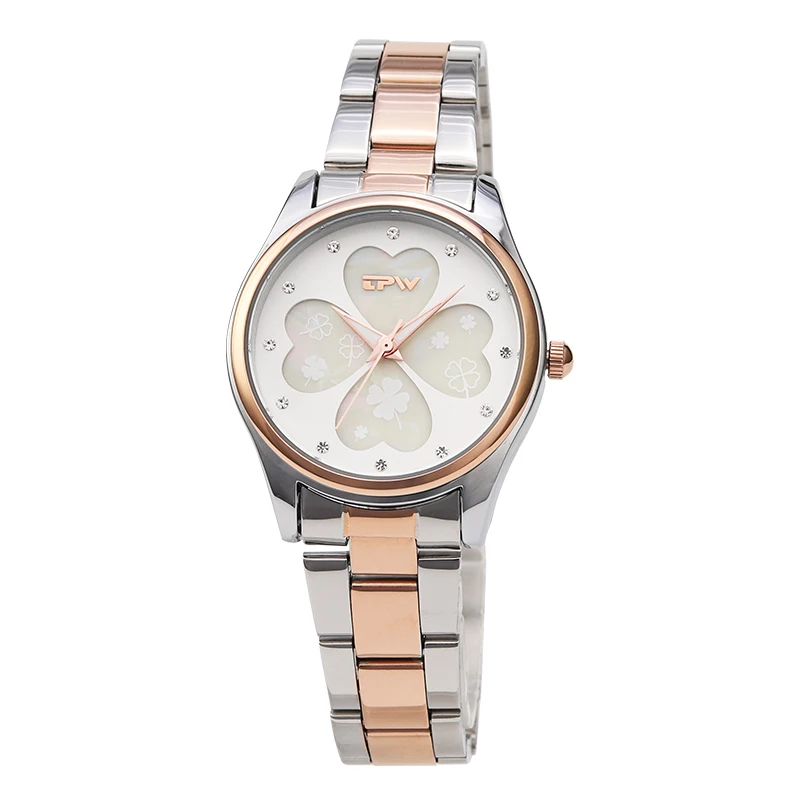 

K3009 lady leather quartz wristwatch PU four-leaf clover scratch resistance glass elegant women watch ready to ship