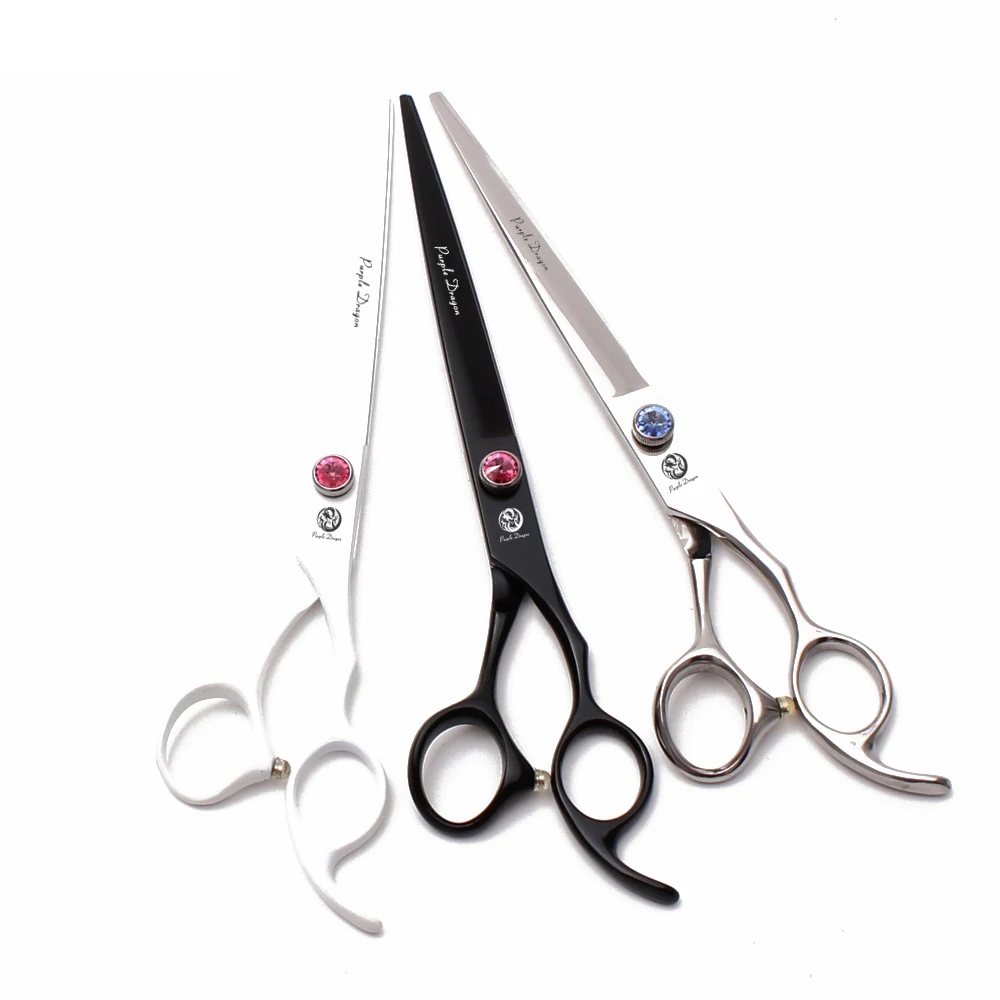 

Dog Grooming Scissors 8" Purple Dragon Japanese 440C Straight Scissors Professional Pet Scissors Z9102, Silver