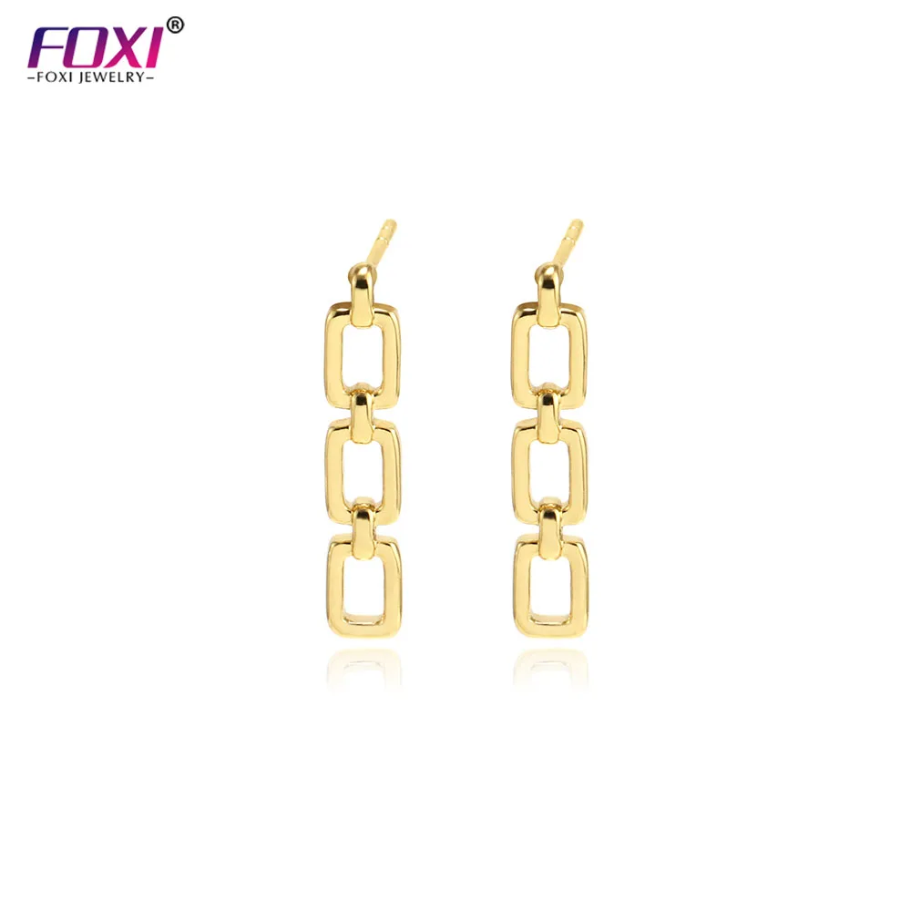 

FOXI jewelry wholesalers fashion trend ladies 18k gold plated cuban chain earings for women 2021, Picture