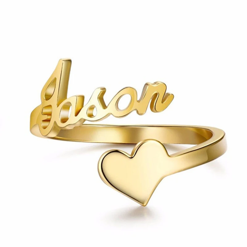 

Personalizd Double Name Rings Stainless Steel Adjustable Women Wedding Rings Unique Engagement Gifts