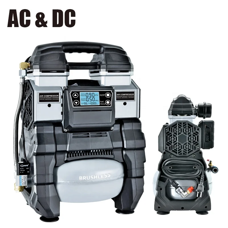 
portable mini tichop oilless quiet AC DC dual purpose brushless car cordless tire inflating air compressor pump 