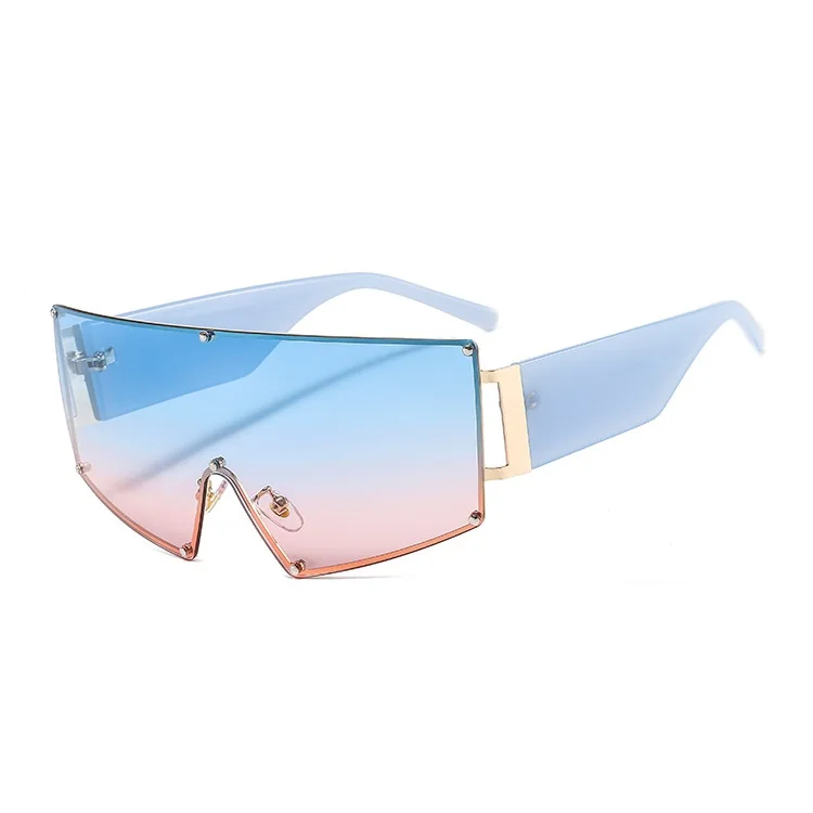 

Fashion Brand Designer Oversized One Piece Lens Gradient Color Lens Sun Glasses Flat Top Shield Cat Eye Sunglasses Women