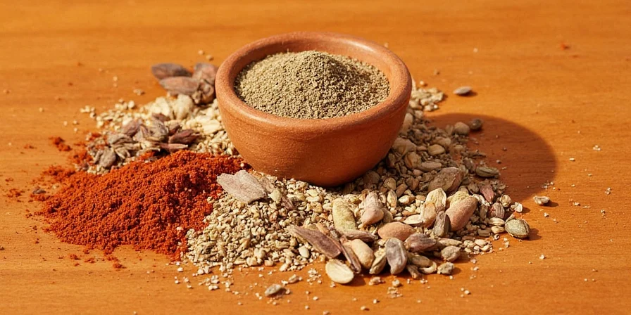 Assorted spices on wooden shelves with labels showing expiration dates
