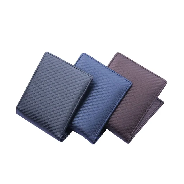 

2019 Fashion New Style Carbon Fiber Texture Men's PU Leather Short Wallet, Royal blue,coffe, black