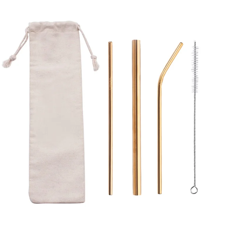 

Amazon top seller 2019 Gold Metal Drinking Straw Stainless Steel with box