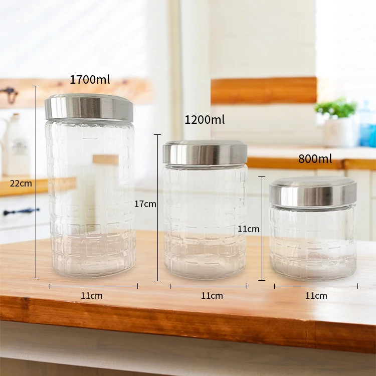 

Kitchen Glass Jars  Big Round Customize Frosted Glass Jars With Lids, Clear