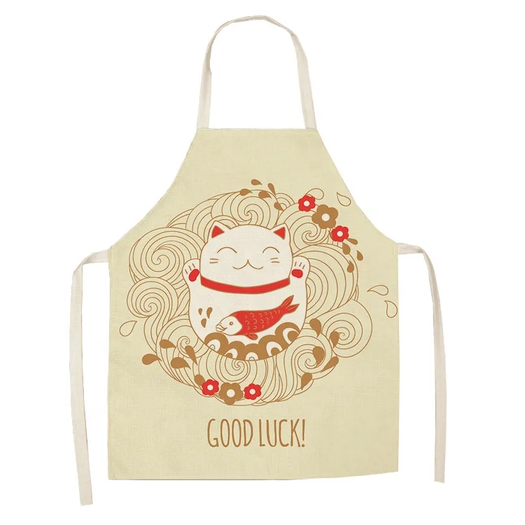 

2020 Hot Sale Apron Cotton And Linen Printing Cute Cartoon Anti-Fouling Household Apron, Picture shows