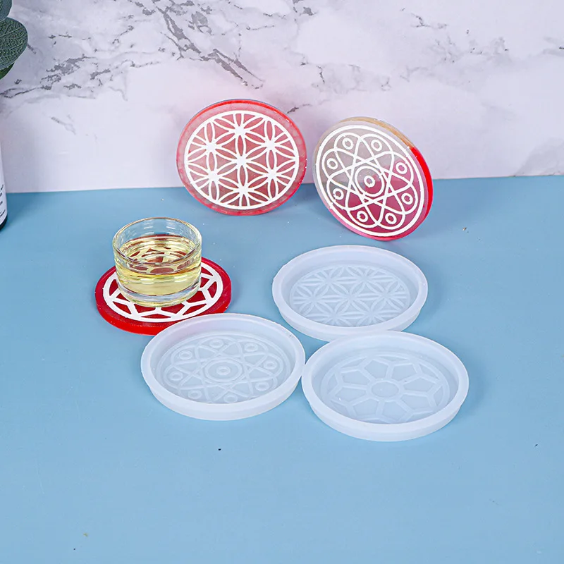 

DIY crystal drop rubber mold Chinese style pattern coaster decoration mold silica gel ornament