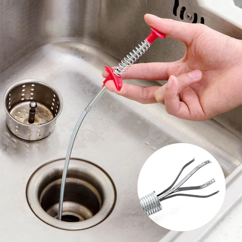 

Metal Wire Drain Cleaner Sticks Clog Remover Cleaning Tools Sink Drain Claw Spring Pipe Dredging Tools Flexible Sink Claw