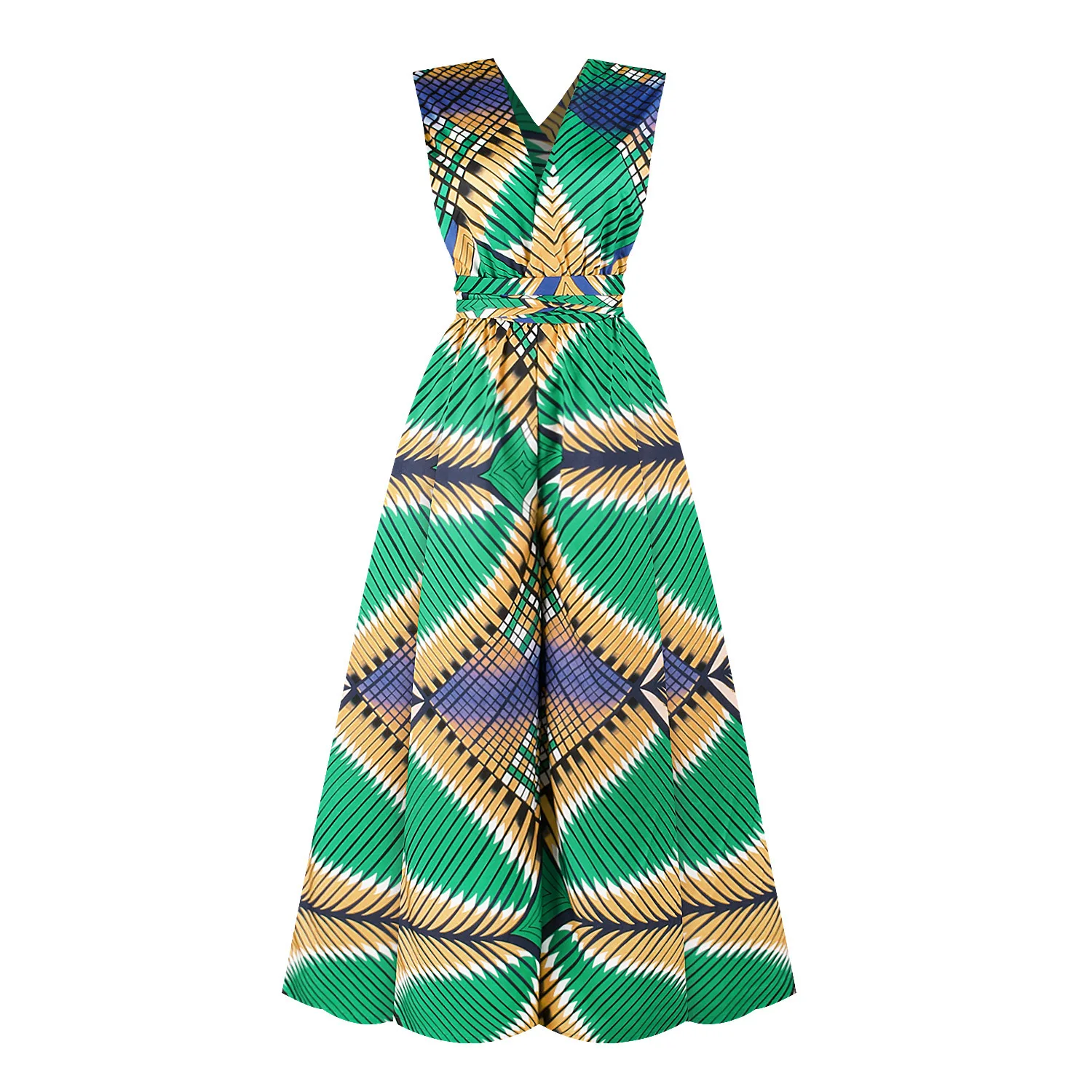 

New arrival Ladies Multi Ways A line big leg opening Women's African Print Floral Jumpsuits, Select