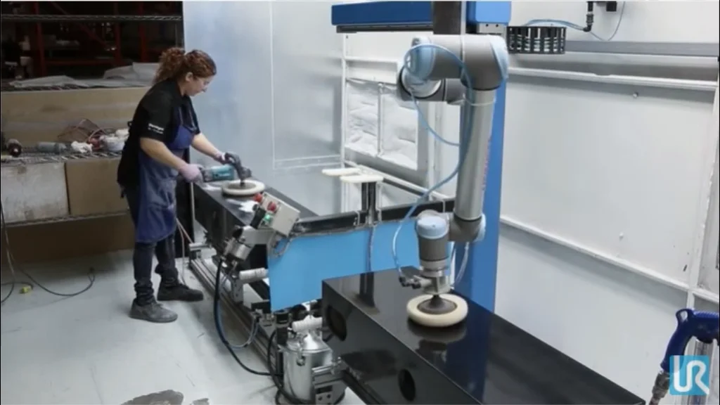 Robot Arm Sanding Universal Robot Ur10e Cobot With Onrobot Sander As
