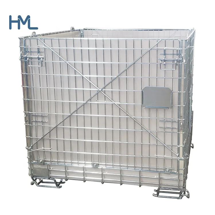 
Hot sale warehouse logistic zinc returnable foldable stacking pet preform storage wire container  (62355231196)