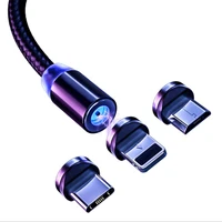 

3 in 1 fast charging cellphone magnetic suction usb data line cable for lighting micro type c charger