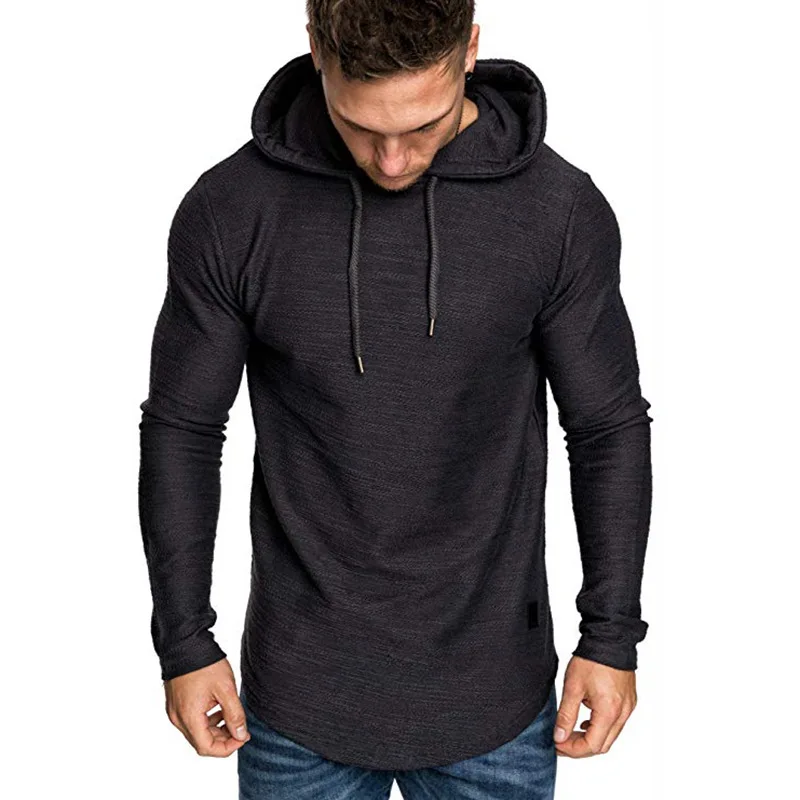 2022 New Men's Hooded Sweater with Long Sleeves Wholesale Woven Solid Pattern Hoodies for Spring