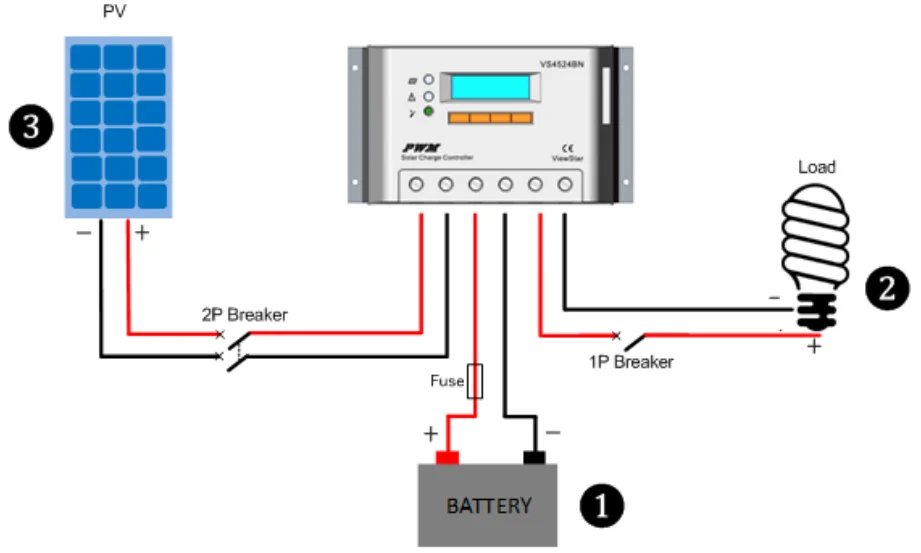 VS4524BN 45A 12V/24V PWM solar charger controller RS485 LCD display ...