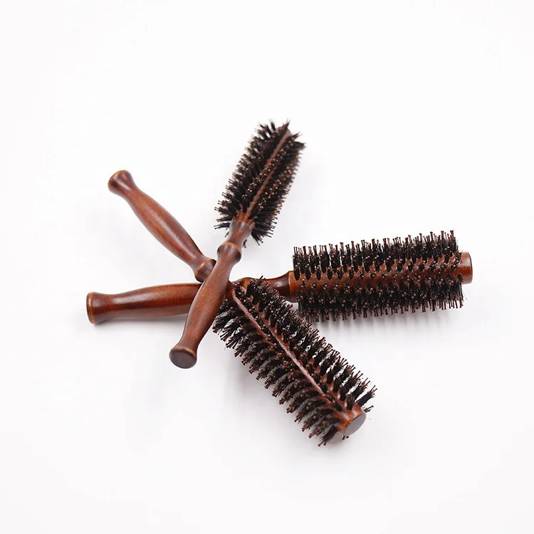 

Wholesale Promotional Hairdressing Tools Comb Wood Rolling Hair Comb Round Hair Brush, As the picture