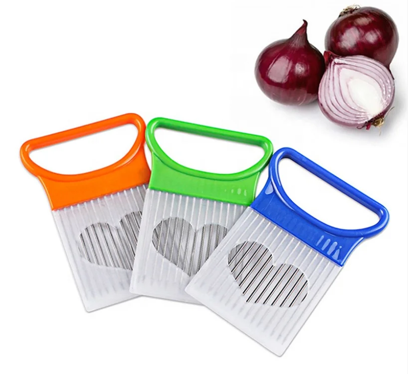 

Vegetable Gadget Potato Cutting Tomato Slicing Non-Slip Onion Holder with Stainless Steel Fork, Green