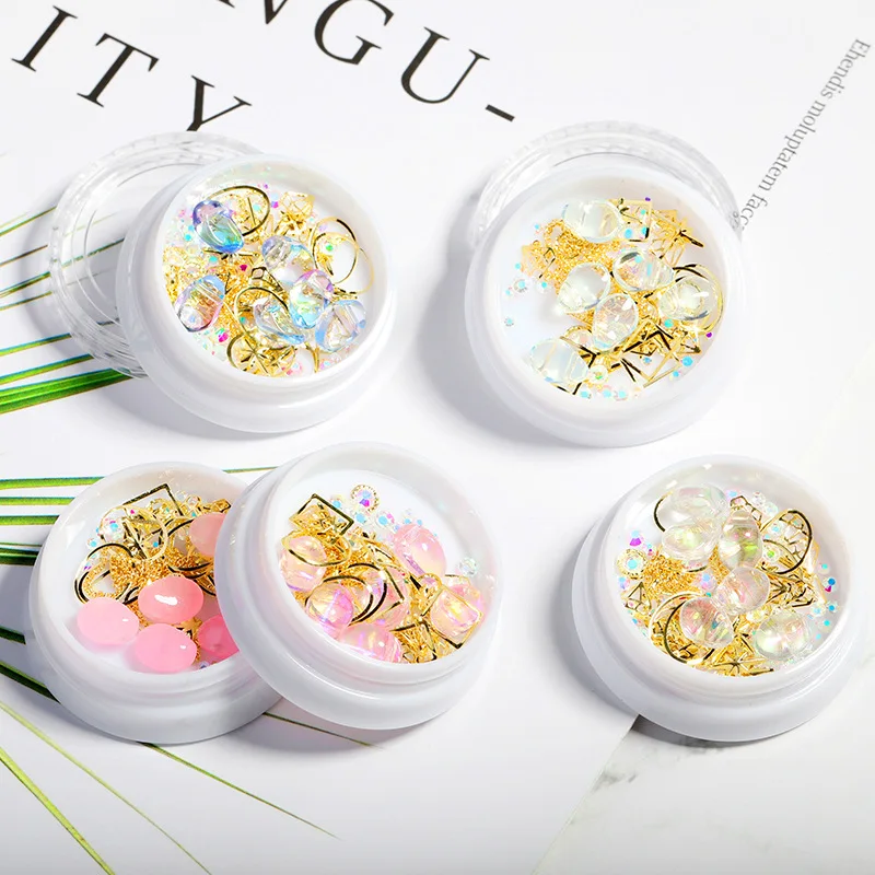 

3D Irregular Multicolor Crystal Nail Diamond Metal Jewels Charms Nail art Aurora Crystal Stone Studs, Colorful