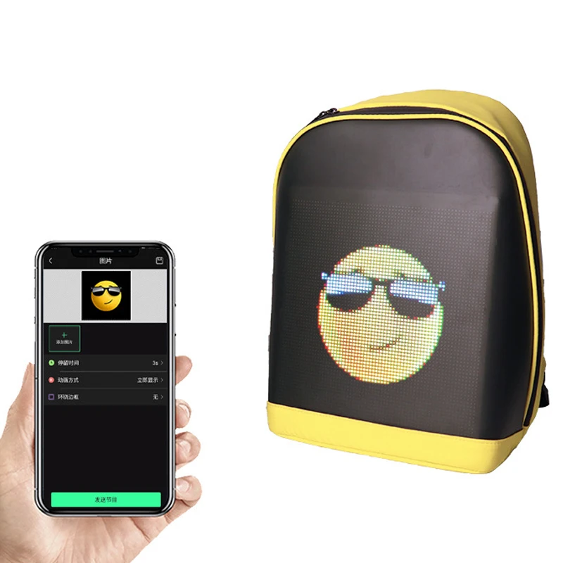

2021 New Arrival Waterproof Human Backpack Led Billboard Display Mobile Advertising Flash Dynamic Led Panel Backpack Smart Bag, Black,yellow,or customized