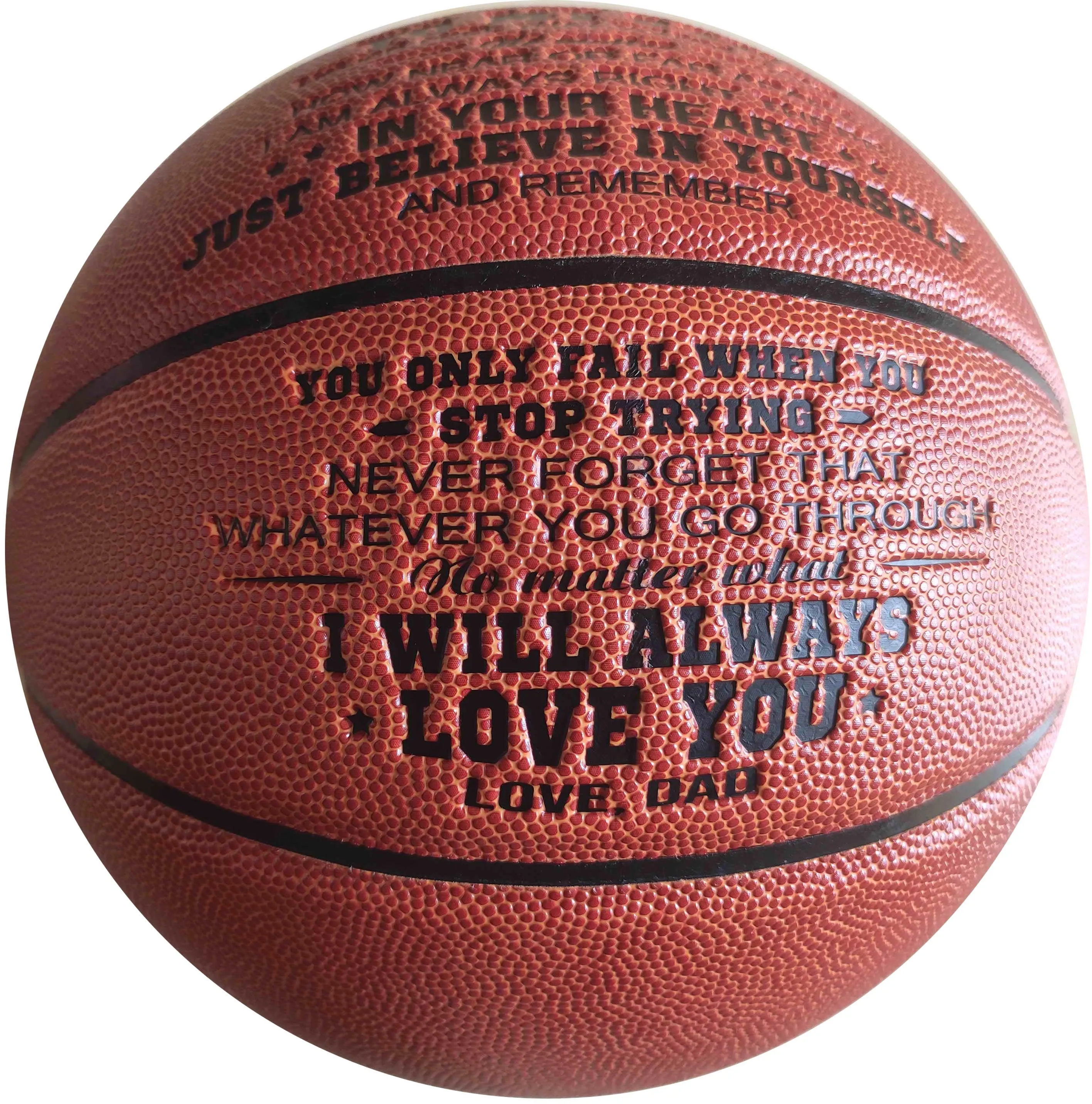 

Custom USA hot sell love words pu basketball ball for son or grandchildren