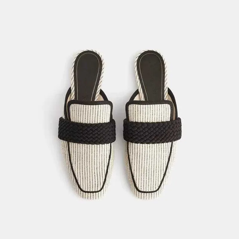 

New style ZA stripe stitching all-match fairy flat casual shoes women's shoes