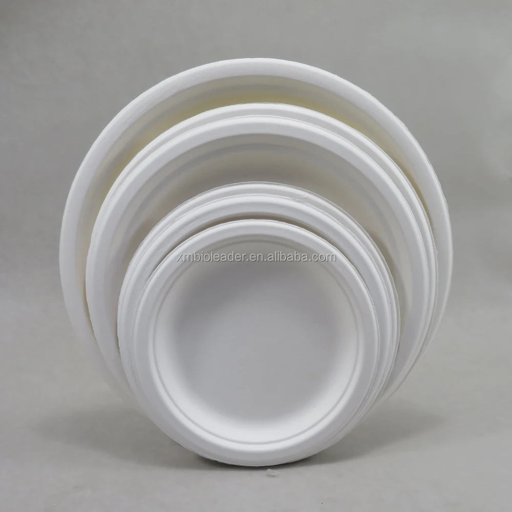 

Wholesale Disposable Sugarcane Bagasse Pulp Plates, White