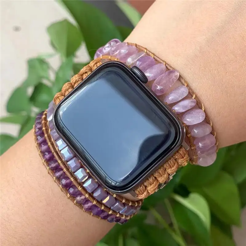 

Boho Bracelet For Apple Watch Strap Imperial Jasper Leather Wrap Iwatch Band Multi Wrap Bracelet For Apple Watch 38mm Band, Optional