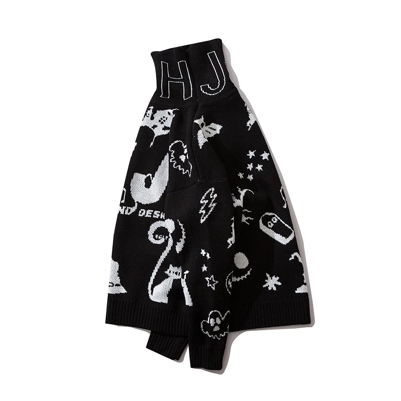 
Good Quality Letter Fashion Knitted Turtleneck Sweater Mens Turtleneck Sweater Mens High Collar Sweaters 