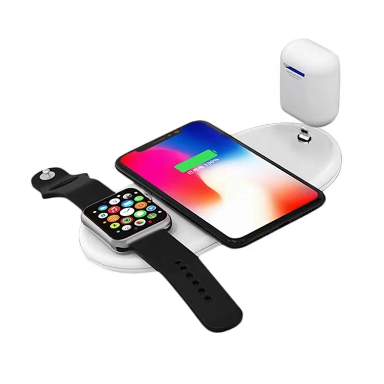 

wireless charger sensor Newest 2019 shenzhen Watch mobile phone headset 3 in 1 wholesale custom logo oem fast wireless charger