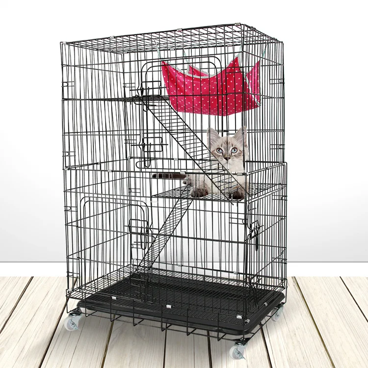 

Iron wire high quality pet kennel animal dog cage large cat cages, Black/white