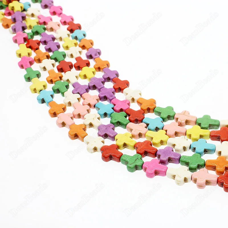 

Factory Price Rainbow Howlite Turquoise Cross Shape Beads for Jewelry Making, Colorful