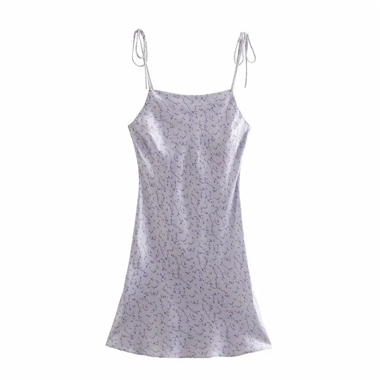 

Women 2021 Chic Casual Fashion printing Mini Dress Vintage Backless Sling Female Dresses Vestidos, Picture color
