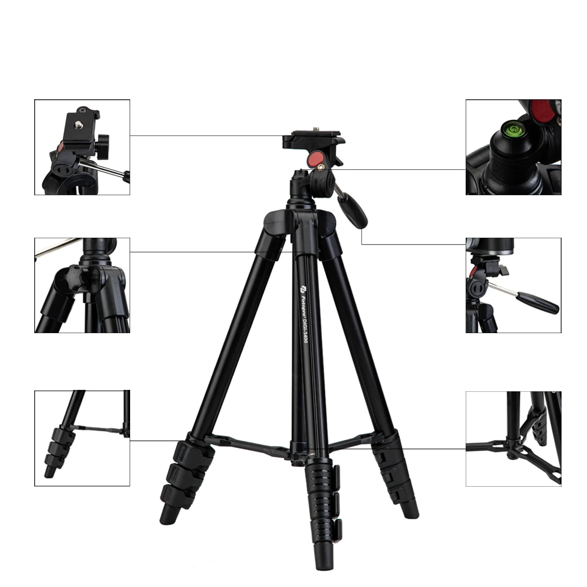 Fotopro 3way Head Professional Photography Lightweight Compact Tripod