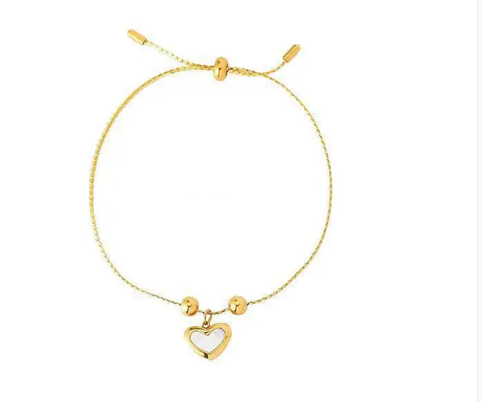 

Good quality women titanium steel heart sublimation white mother of pearl bracelet, As shown