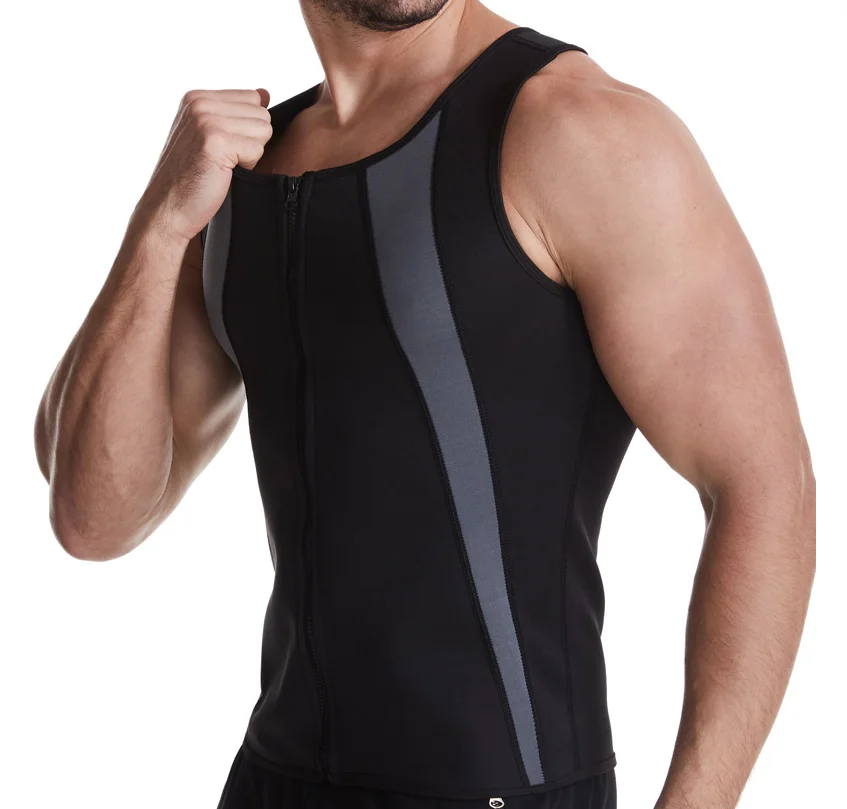 

Men Waist Trainer Vest for Weightloss Hot Neoprene Corset Body Shaper Zipper Sauna Tank Top