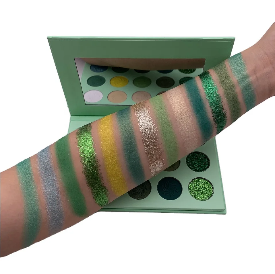 

Wholesale Eyeshadow Palette No Brand Private Label Green Packaging Eyeshadow Palette