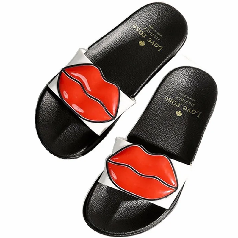 

Women's Slippers 2020 Summer Fashion Lips Platform Women Beach Slides Soft Thick Soled Woman Flip Flops Ladies Shoes