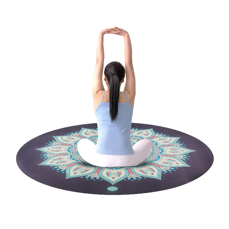 

Hot sale Natural rubber meditation Faux suede Circular Eco friendly Fitness Round yoga mat, Printing