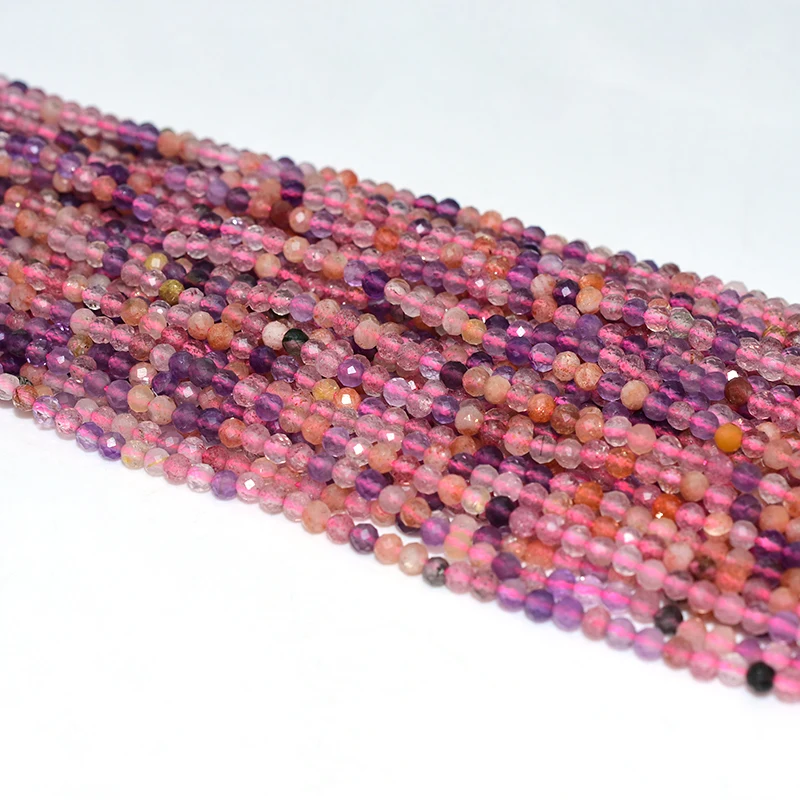 Factory Wholesale 3mm Faceted Natural Super Seven Gemstone Beads For DIY Jewelry Making