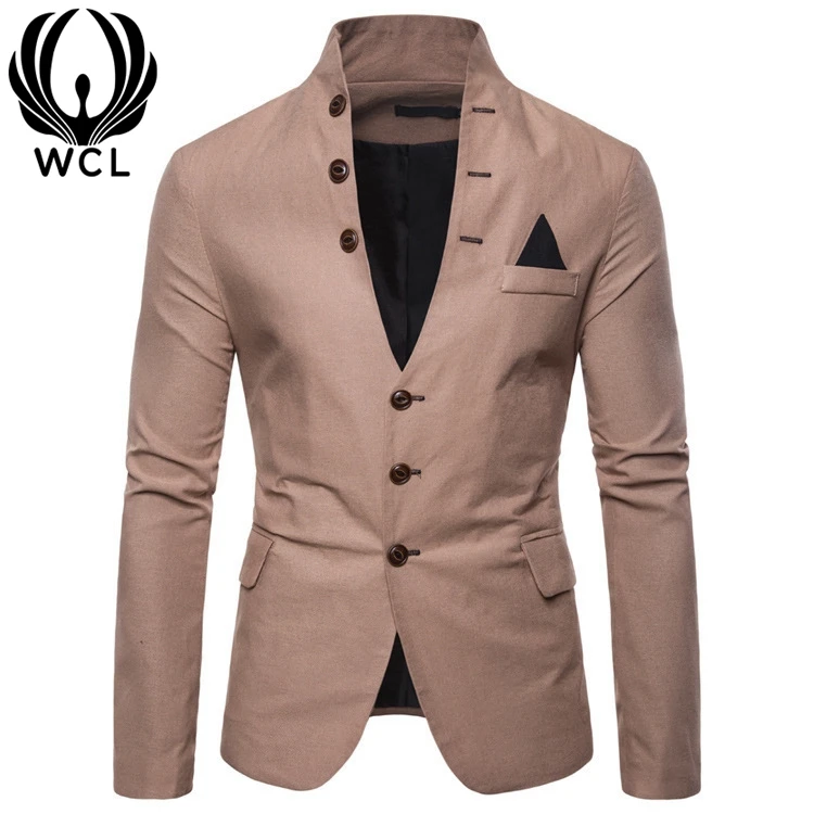 

V-neck Design Trending Plus Size Elegant Plain Long Sleeve Tops Slim Blazers Single Men's Tuxedo Suit